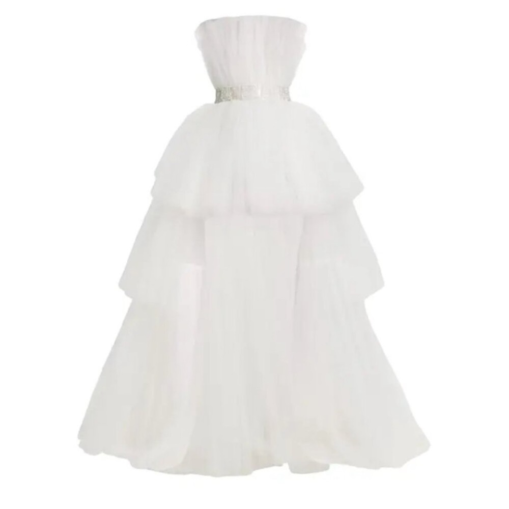 EUC Bronx and Banco Anna Tulle High-Low Strapless Gown - Picture 3 of 9